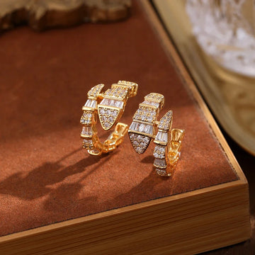 DAIIIBABYYY  -  Punk Snake C Shaped Ear Clip Earrings for Women Men Shiny Inlaid Zircon Without Piercing Earrings Ear Cuffs Party Jewelry